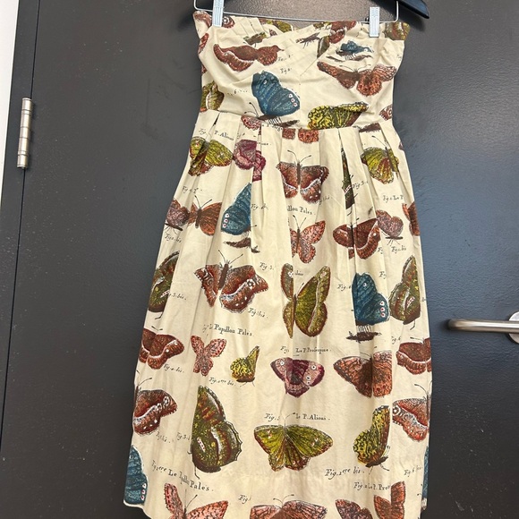 Maeve (Anthropologie) Size 4 Butterfly Print Strapless Dress with tule skirt EUC - Picture 10 of 11